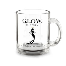 Load image into Gallery viewer, Glass Mug — 10oz Clear Coffee/Tea Mug with GLOW Theory Logo
